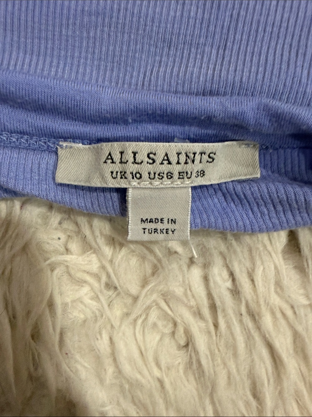 All Saints Rina Ribbed Tank Top In Washed Blue Size 6 - Picture 7 of 10